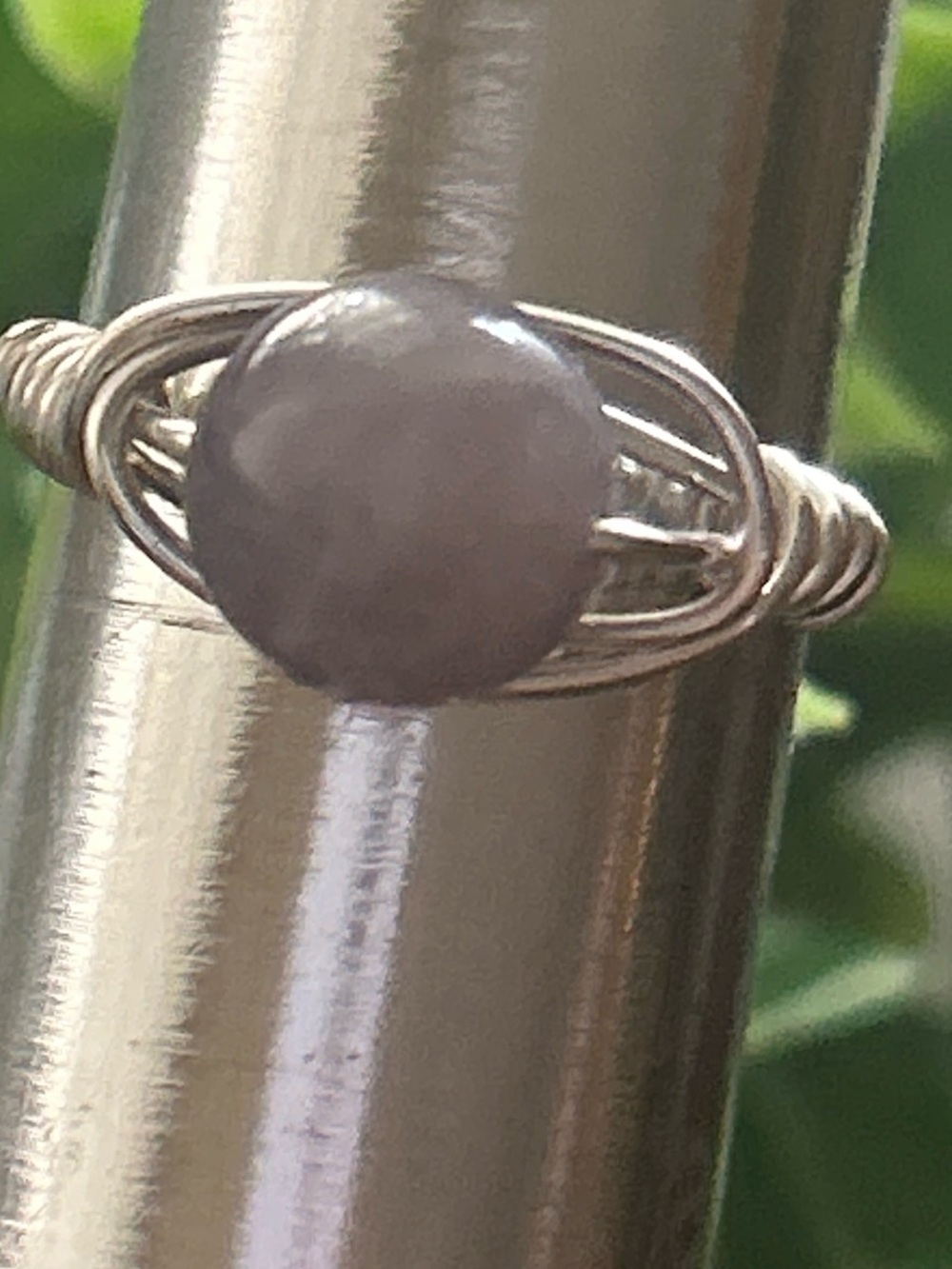 Handmade amethyst wire wrapped crystal ring size 7